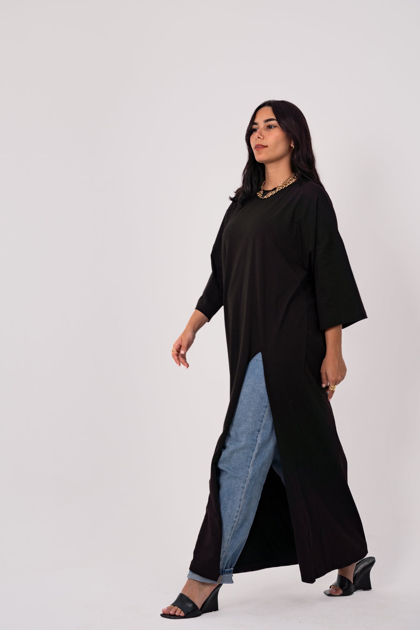 Black Cotton Flow Top