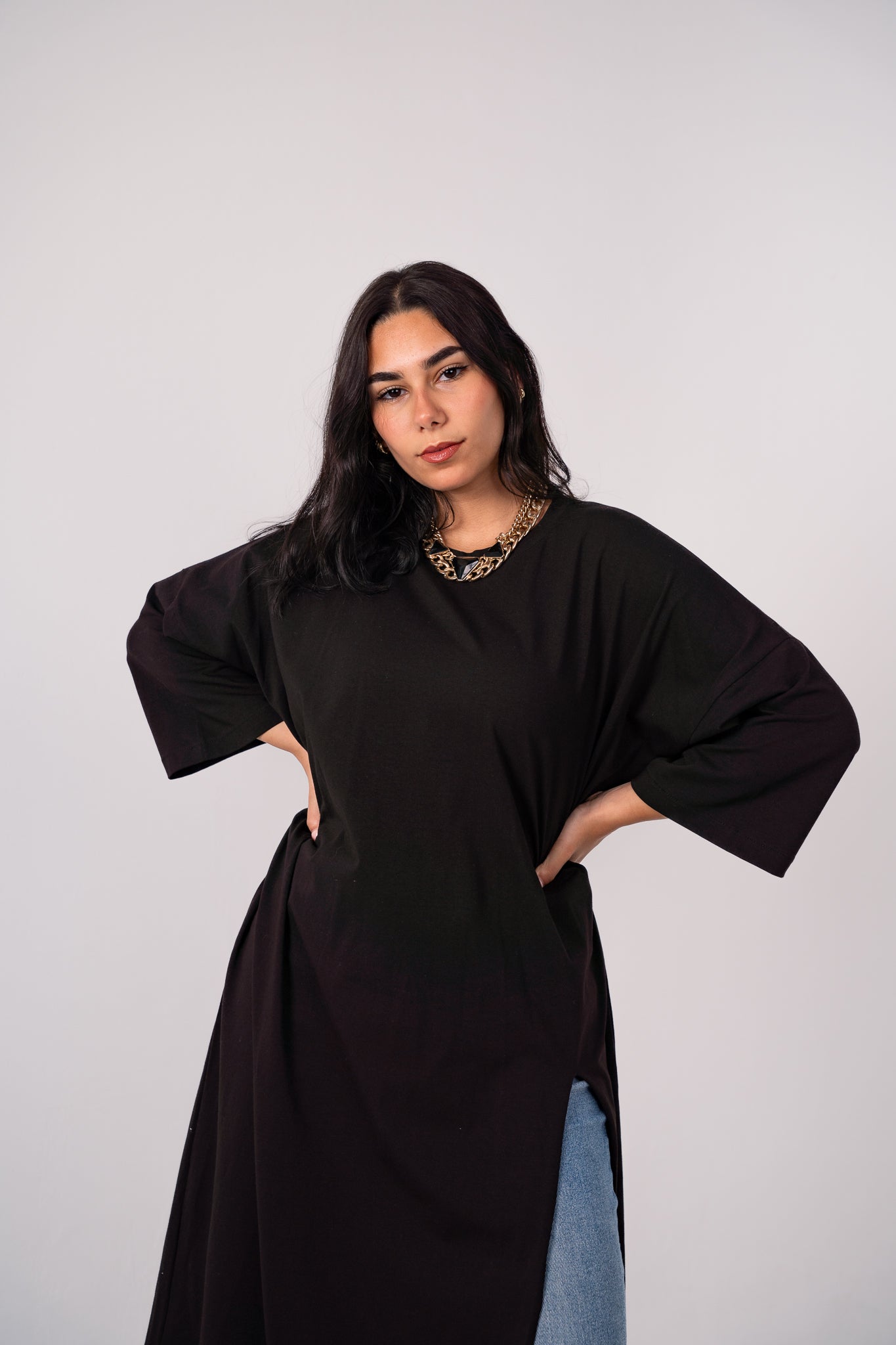 Black Cotton Flow Top