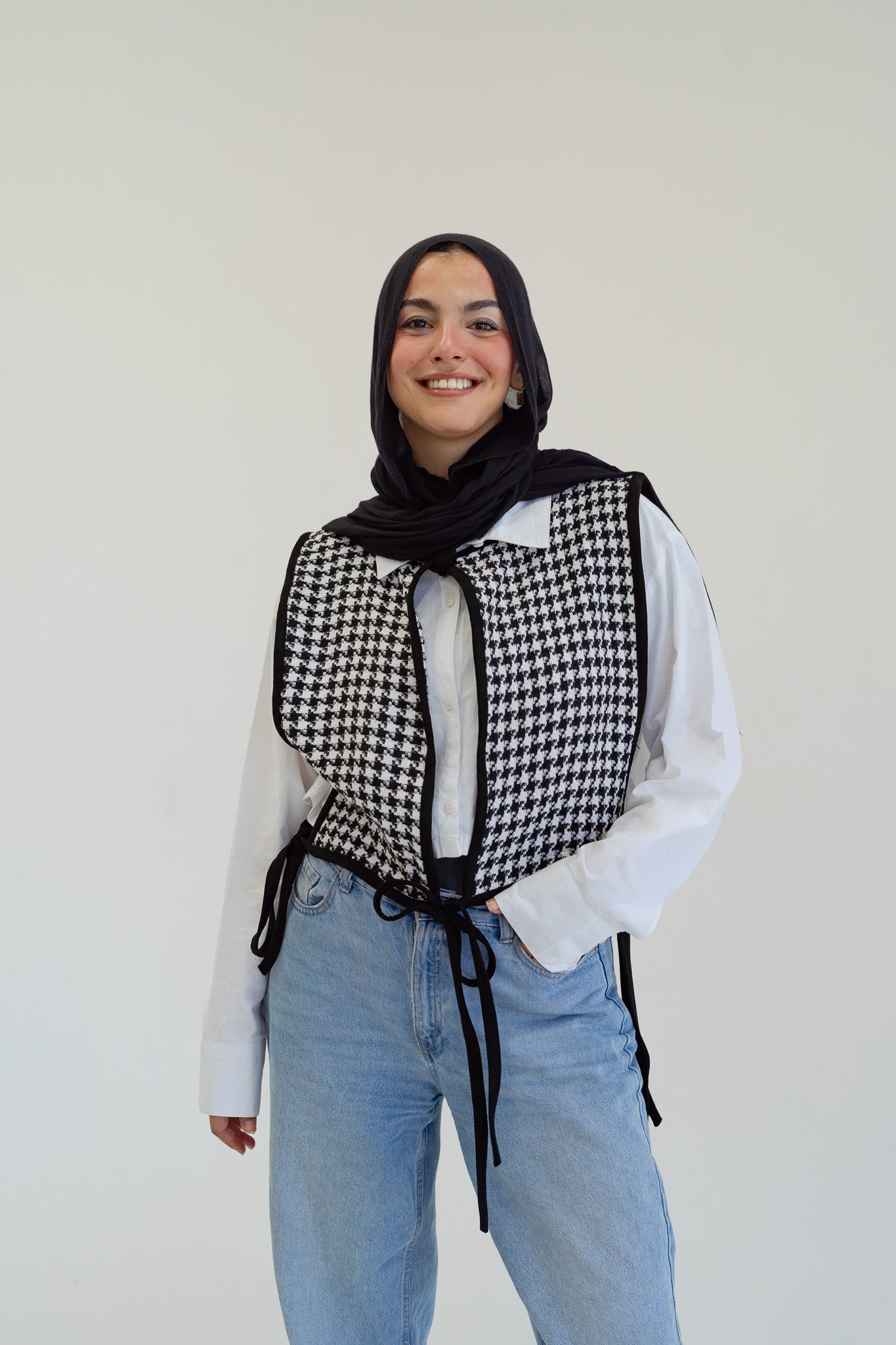 Checkered Wrap Around Vest
