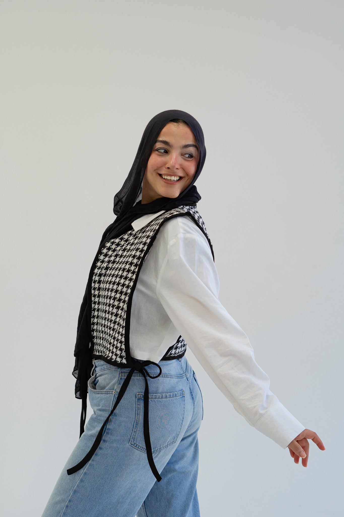 Checkered Wrap Around Vest