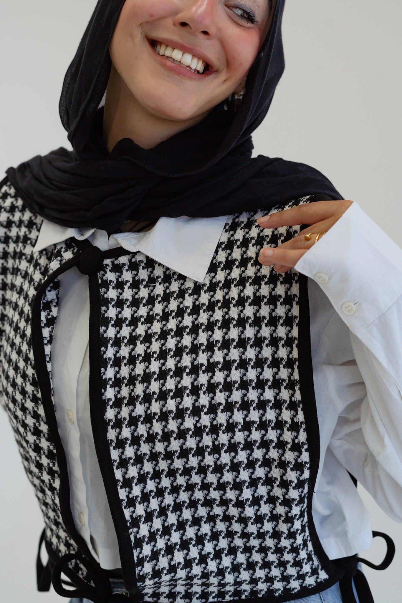 Checkered Wrap Around Vest
