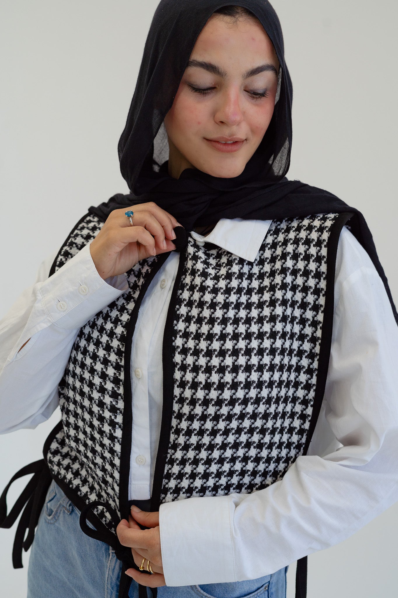 Checkered Wrap Around Vest
