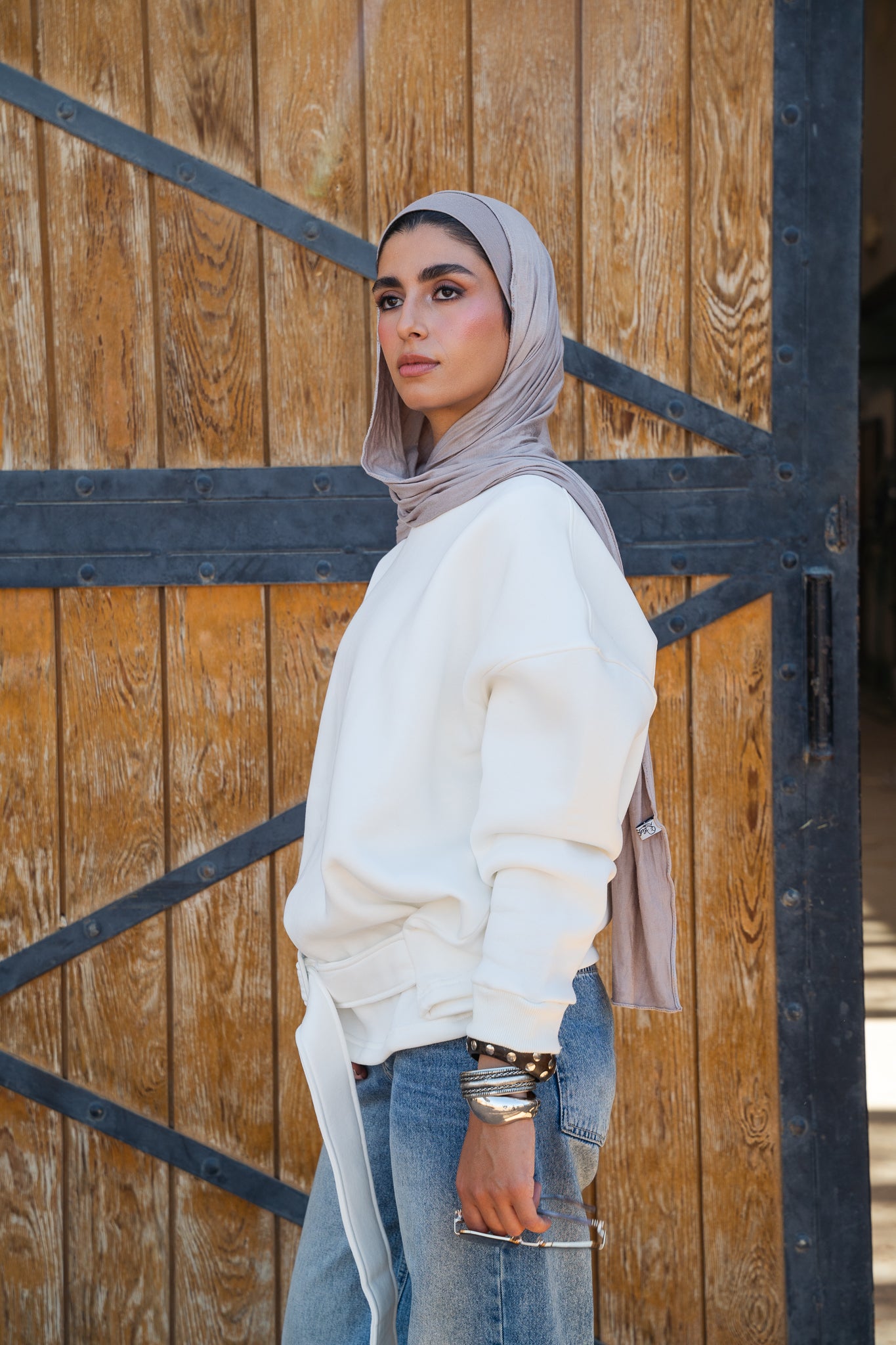 The Saddle Sweater In White