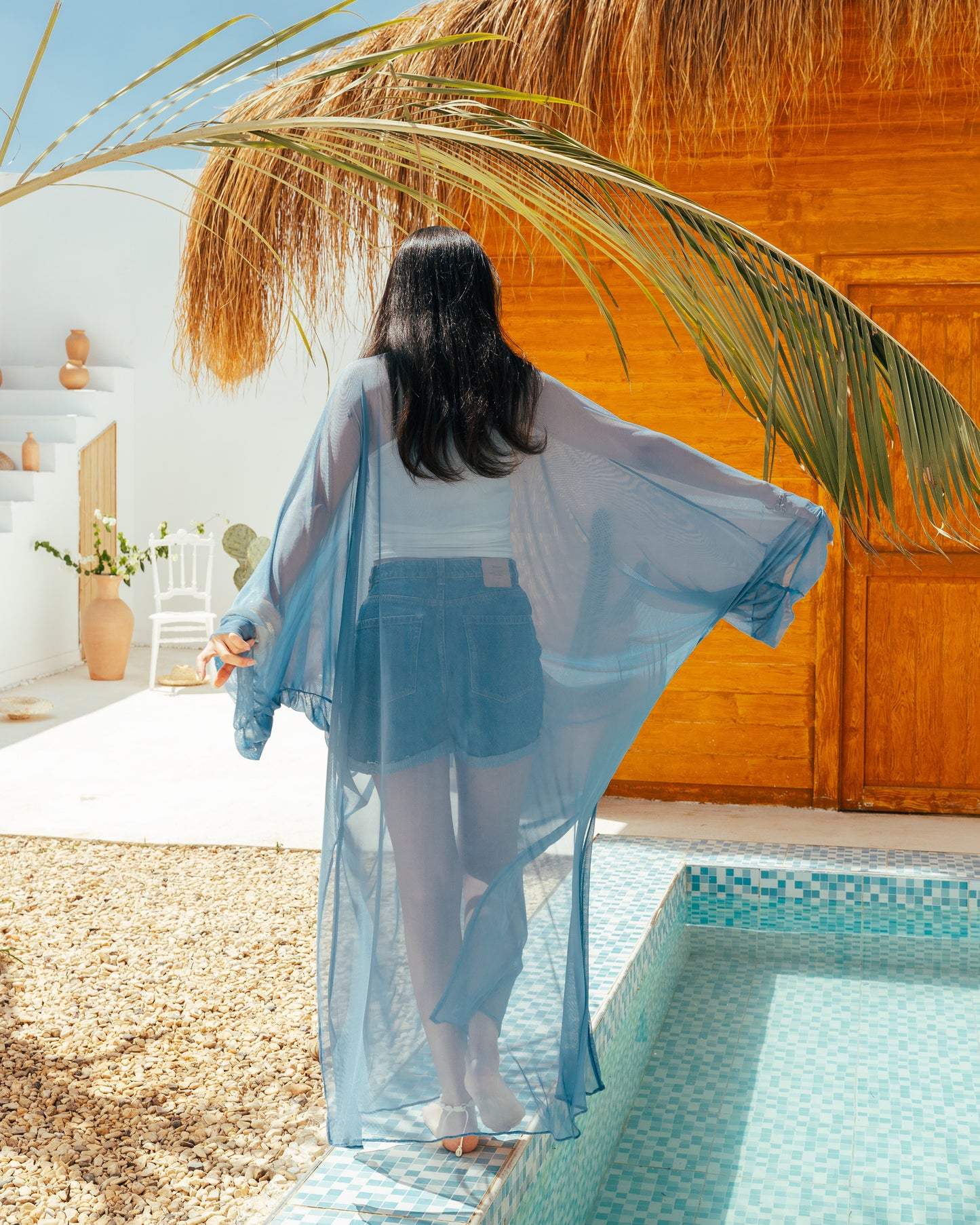 Blue Haze-Mesh Coverup