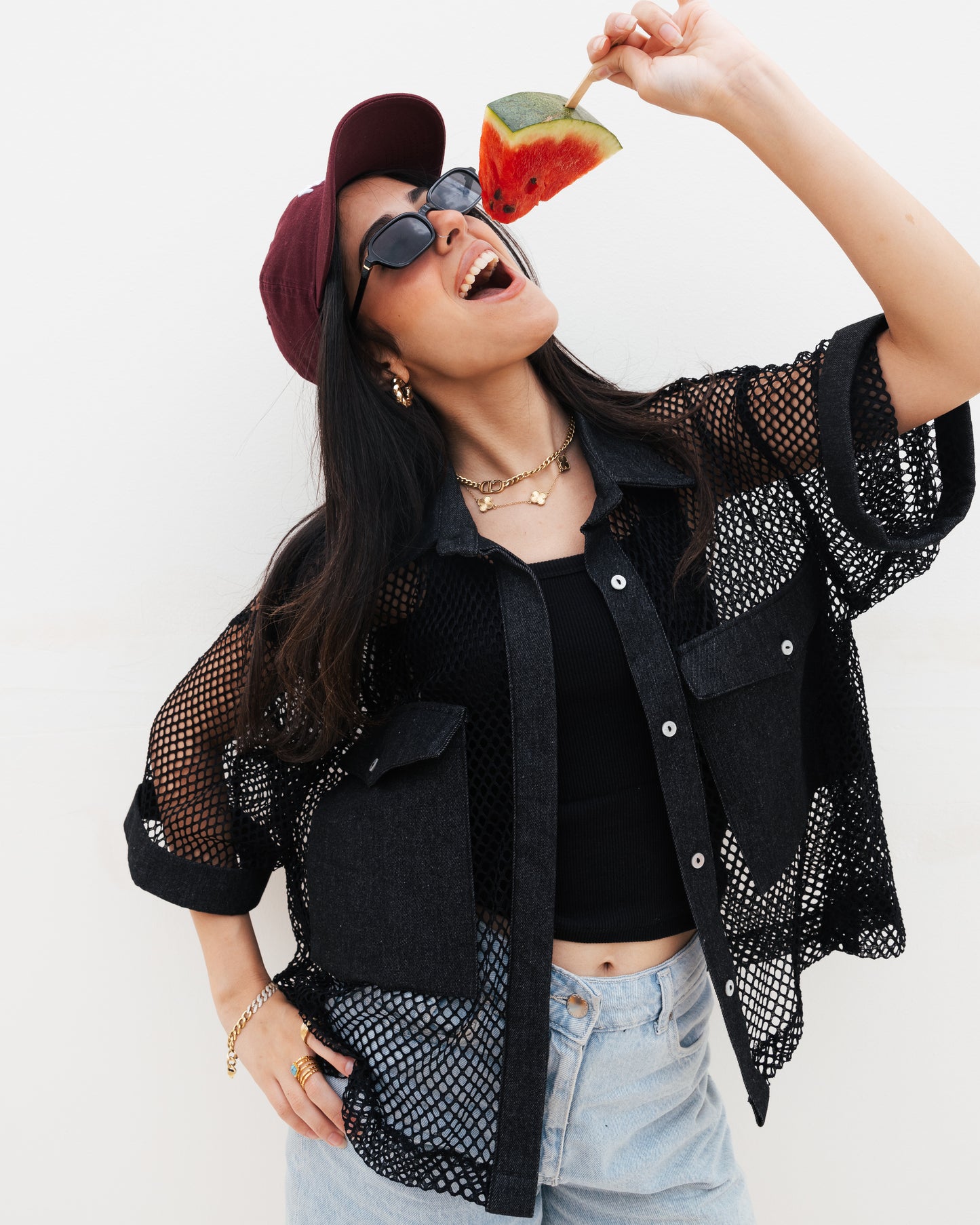 Mesh-Denim Shirt