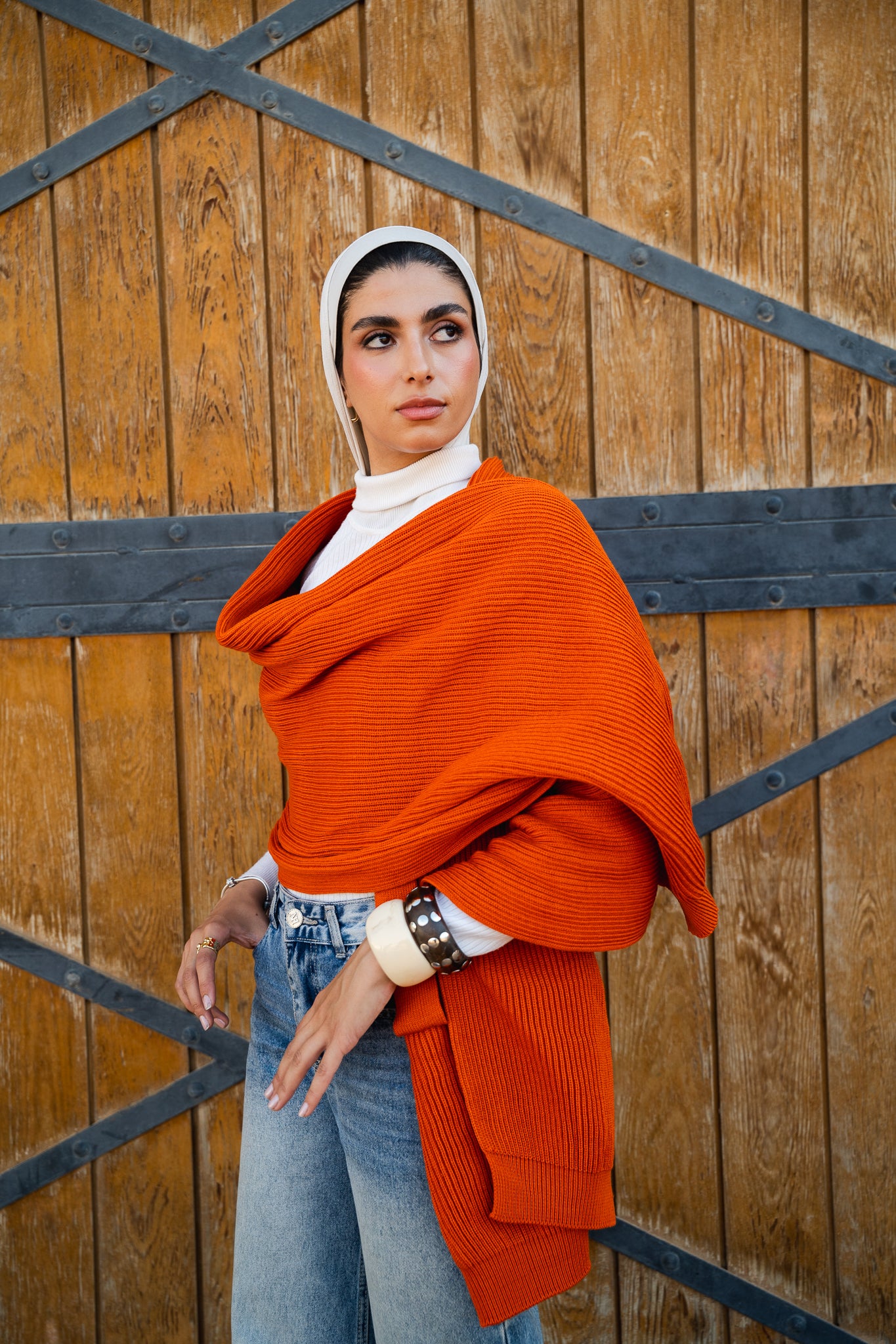 The Motion Shawl in orange