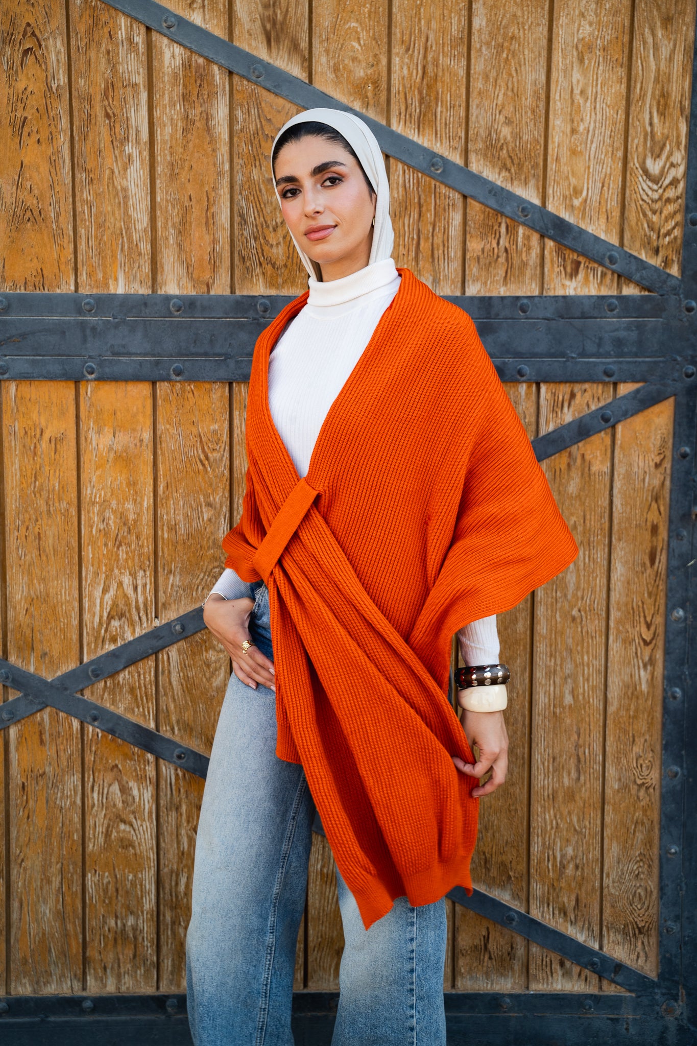 The Motion Shawl in orange