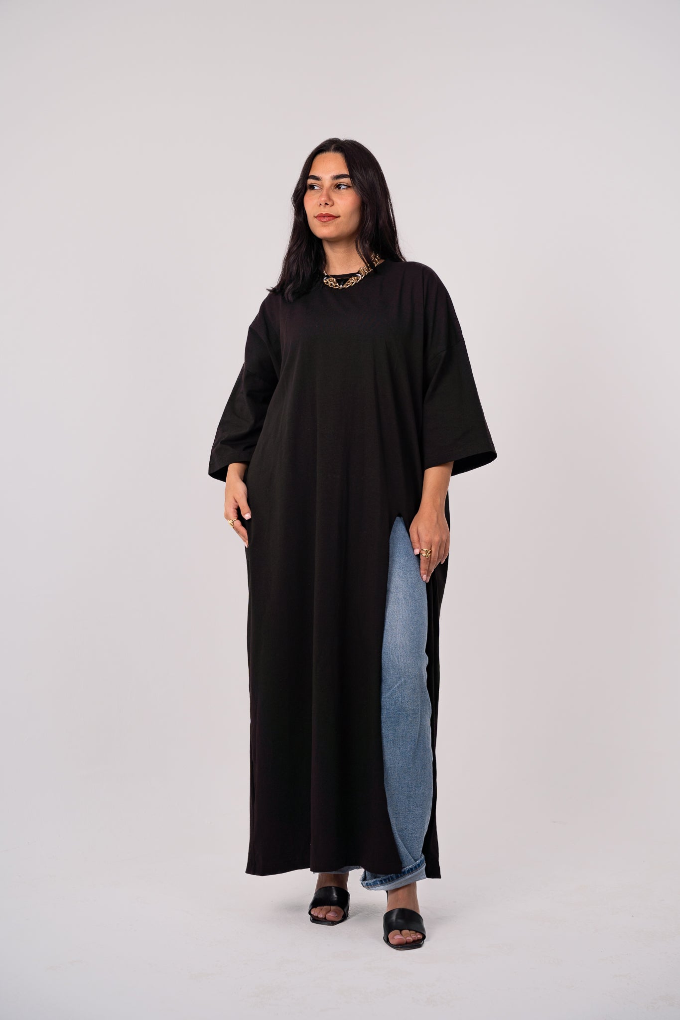 Black Cotton Flow Top