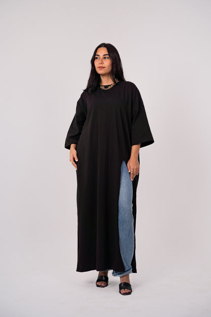 Black Cotton Flow Top